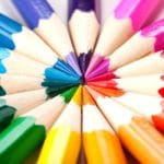 color psychology depicted in color wheel made of colored pencils