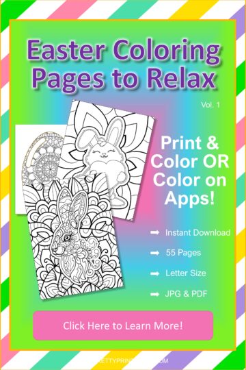 Relaxing Easter coloring pages for teens and adults with mandala and bunny illustrations