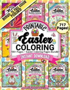 Easter coloring pages bundle with printable bunnies, eggs, crosses, and more.