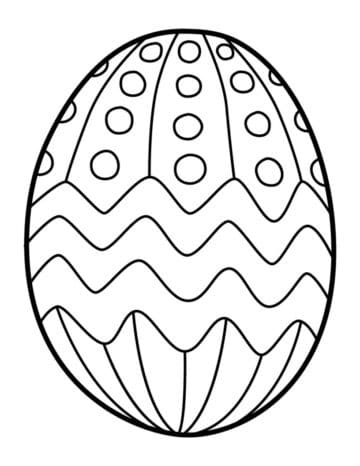 Black and white printable Easter egg with zigzag pattern