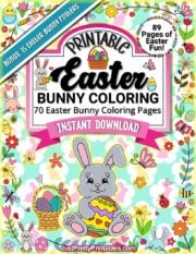 Colorful Easter Bunny Printable Coloring Pages cover – 70 bunny pages with bonus posters