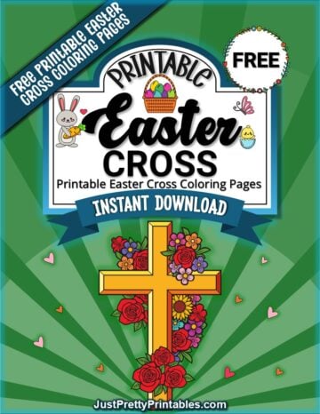 Free printable Easter cross coloring pages with floral designs for kids and families